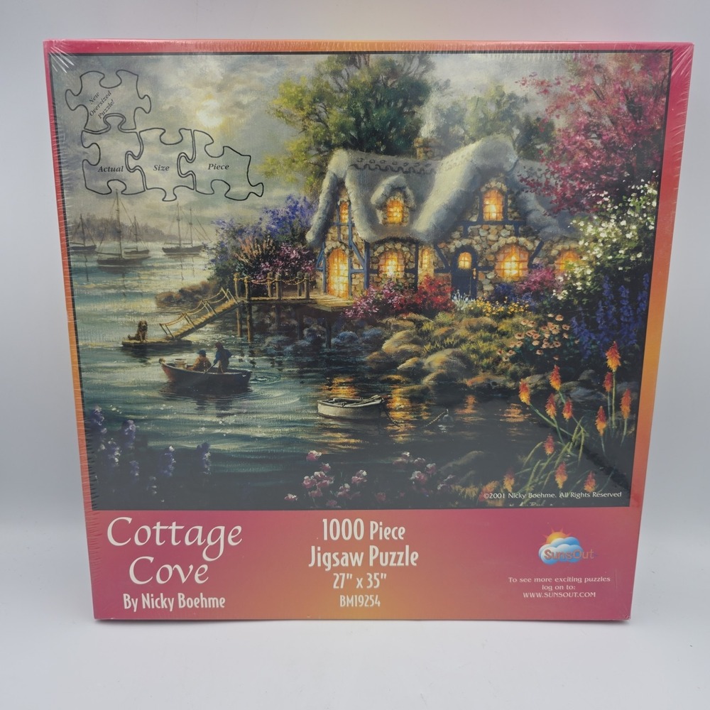 Sunsout 1000 Piece Jigsaw Puzzle "Cottage Cove"‎ by Nicky Boehme BM19254 Vintage